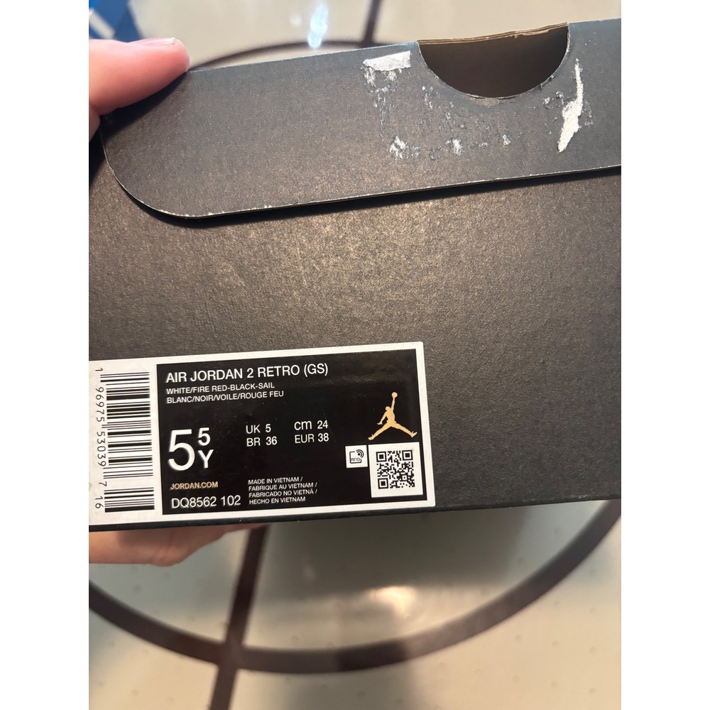 Air Jordan 2 Retro GS White Fire Red Black Sail DQ8562-102 Boys Size 5.5Y NEW - Picture 8 of 8